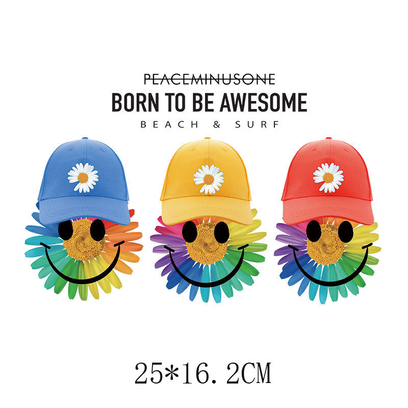 Flower letter heat transfer spot T-shirt luggage logo printing hot map washable offset printing heat transfer pattern