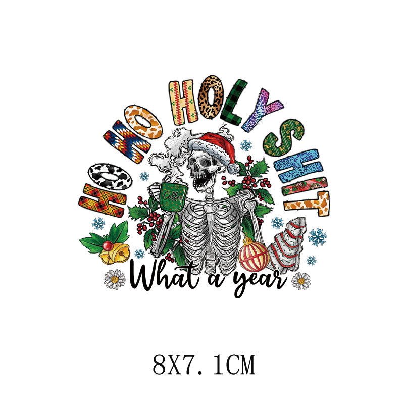 Old man Christmas heat transfer, clothes printing hot map heat transfer sticker, washable hot stamping sticker