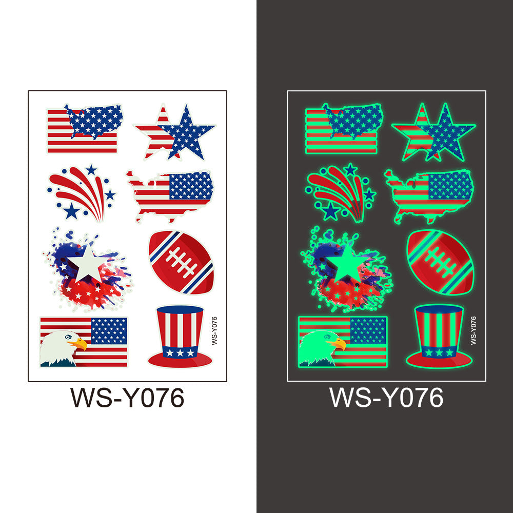 National flag luminous tattoo sticker Independence Day party props waterproof sweat sticker disposable temporary face sticker