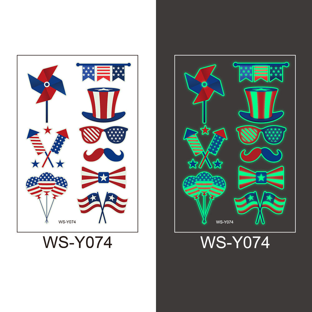 National flag luminous tattoo sticker Independence Day party props waterproof sweat sticker disposable temporary face sticker