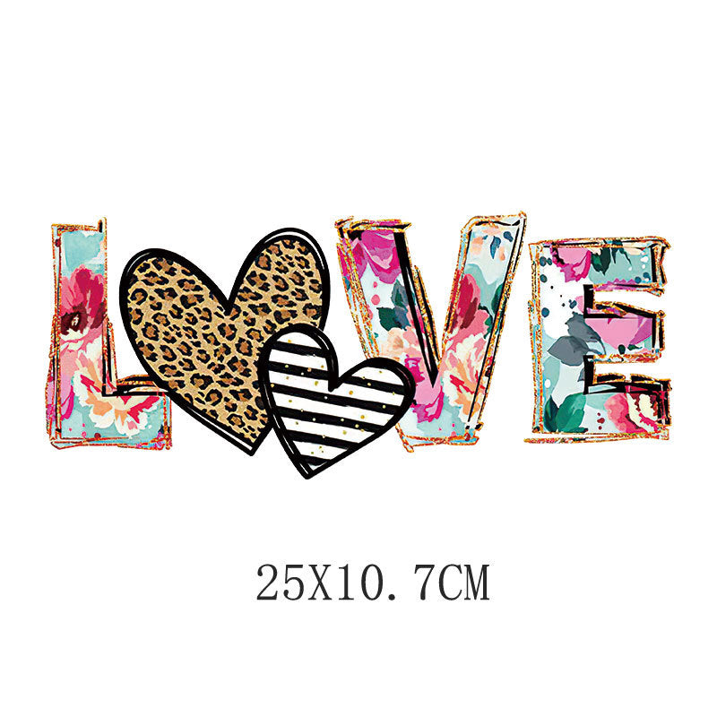 Love LOVE flower heat transfer hot map DIY clothing luggage logo printing pattern heat transfer painting DTF