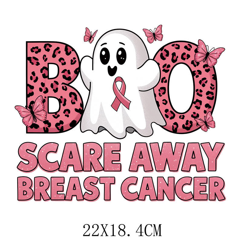 Halloween Pink Ribbon Printed Pattern Hot Stamping Clothing Logo Hot Stamping Label Offset Hot Stamping Paste DTF Hot Stamping