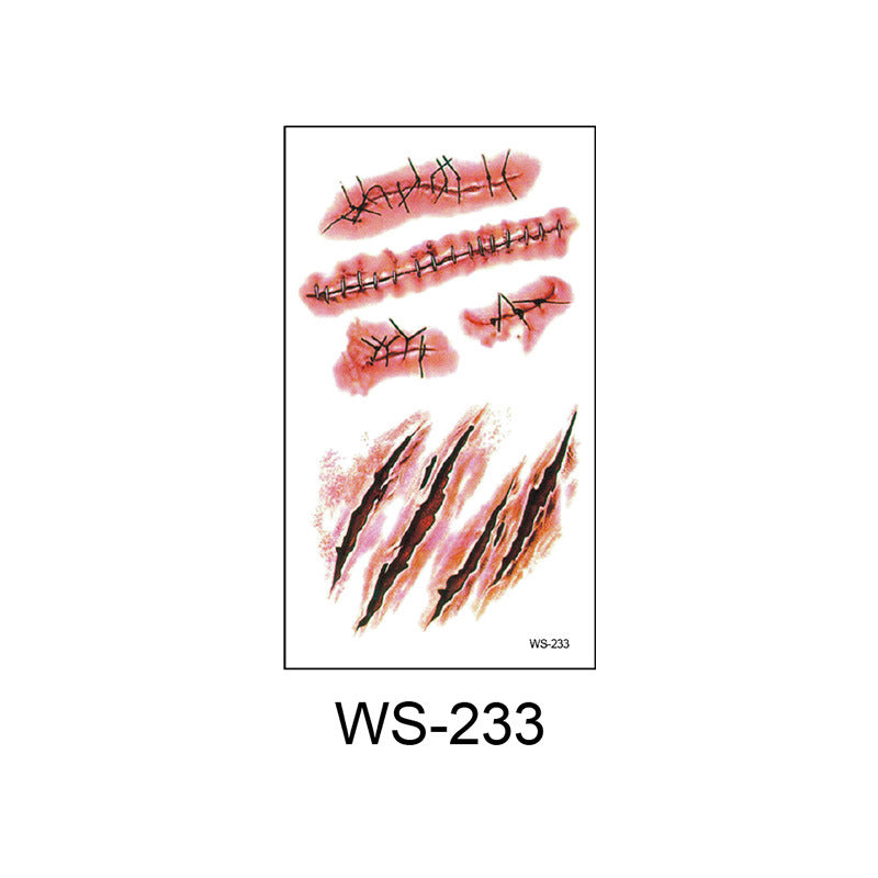 Waterproof Halloween Horror Wound Scar Face Disposable Temporary Tattoo Scar Tattoo Sticker