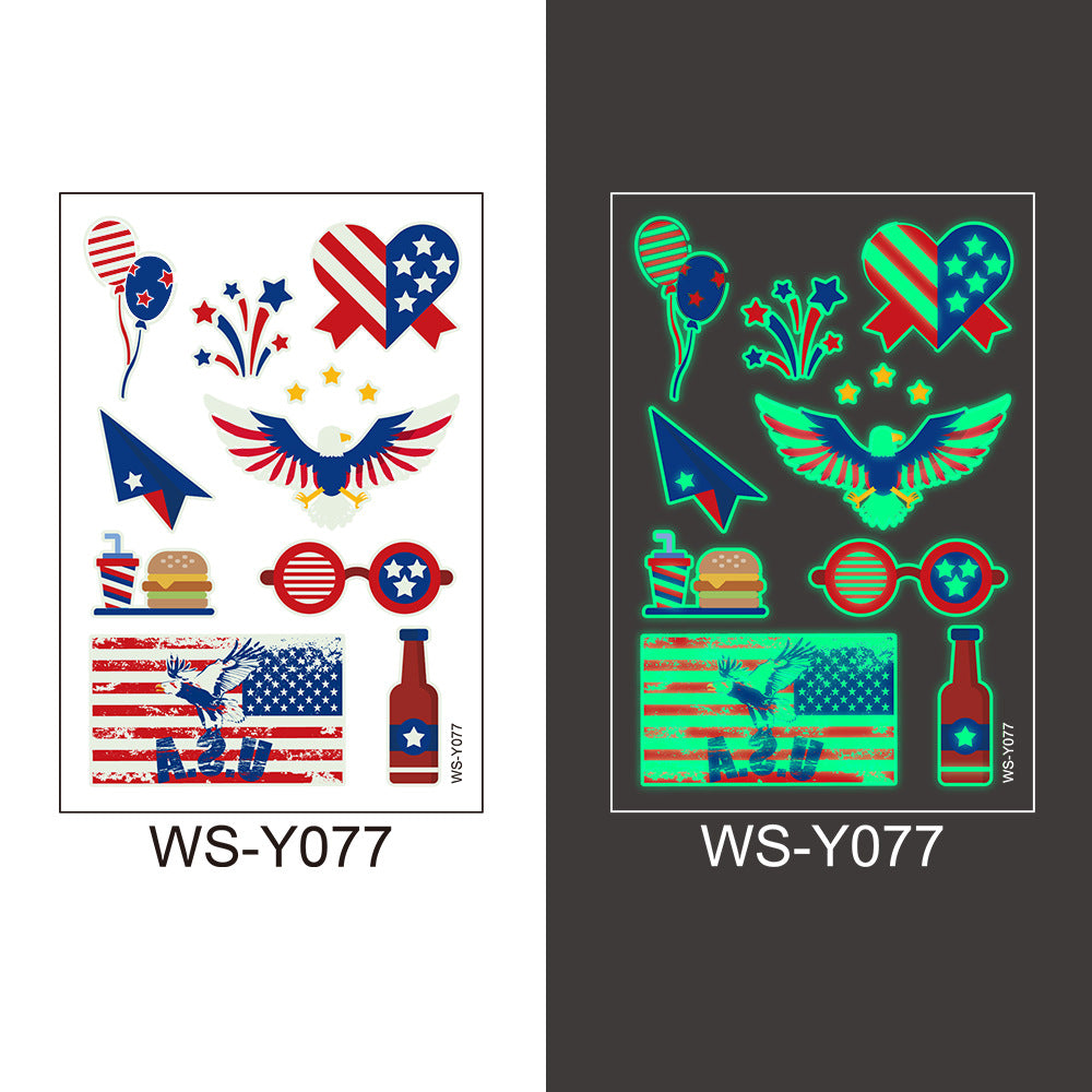 National flag luminous tattoo sticker Independence Day party props waterproof sweat sticker disposable temporary face sticker