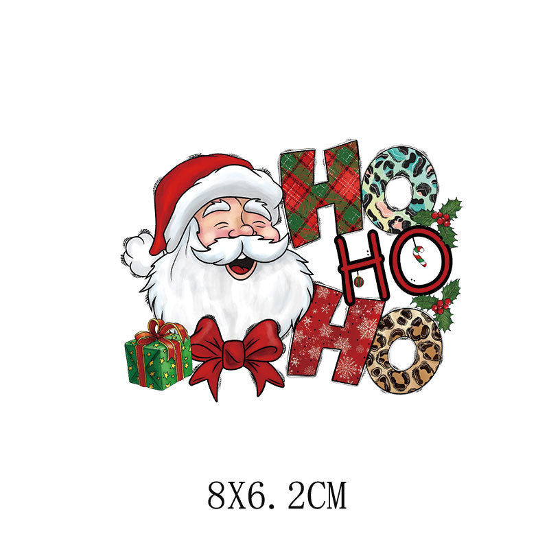 Old man Christmas heat transfer, clothes printing hot map heat transfer sticker, washable hot stamping sticker