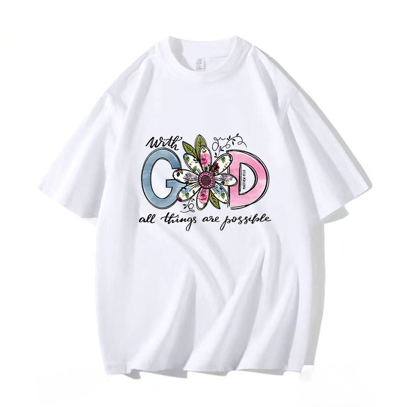 Flower letter heat transfer spot T-shirt luggage logo printing hot map washable offset printing heat transfer pattern