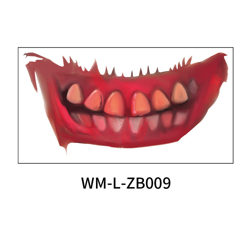 New Halloween Mouth Tattoo Stickers Party Horror Thriller Lip DIY Decoration