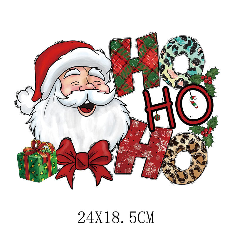 Old man Christmas heat transfer, clothes printing hot map heat transfer sticker, washable hot stamping sticker