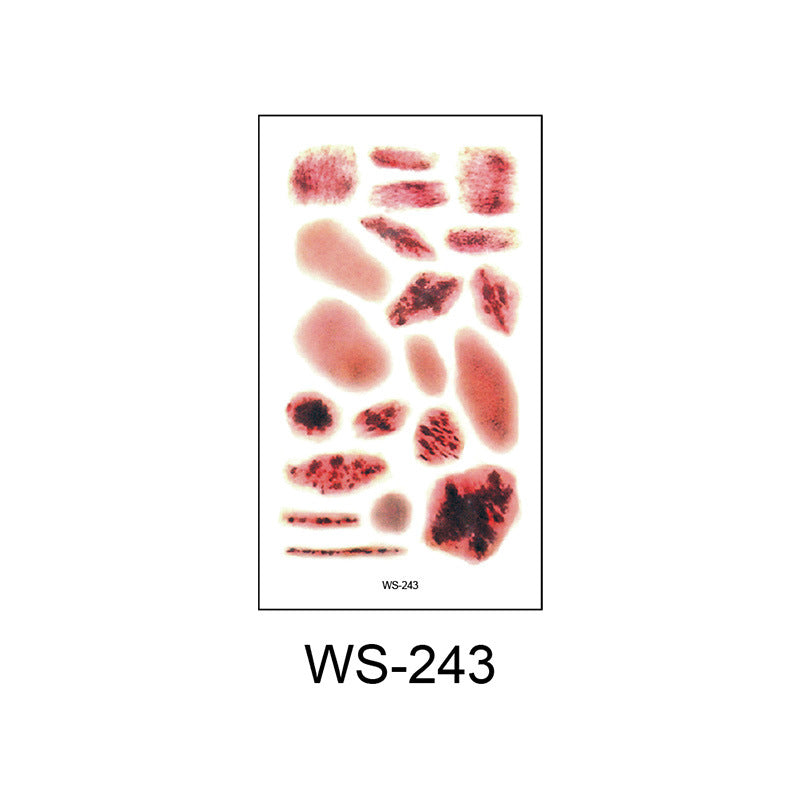 Waterproof Halloween Horror Wound Scar Face Disposable Temporary Tattoo Scar Tattoo Sticker