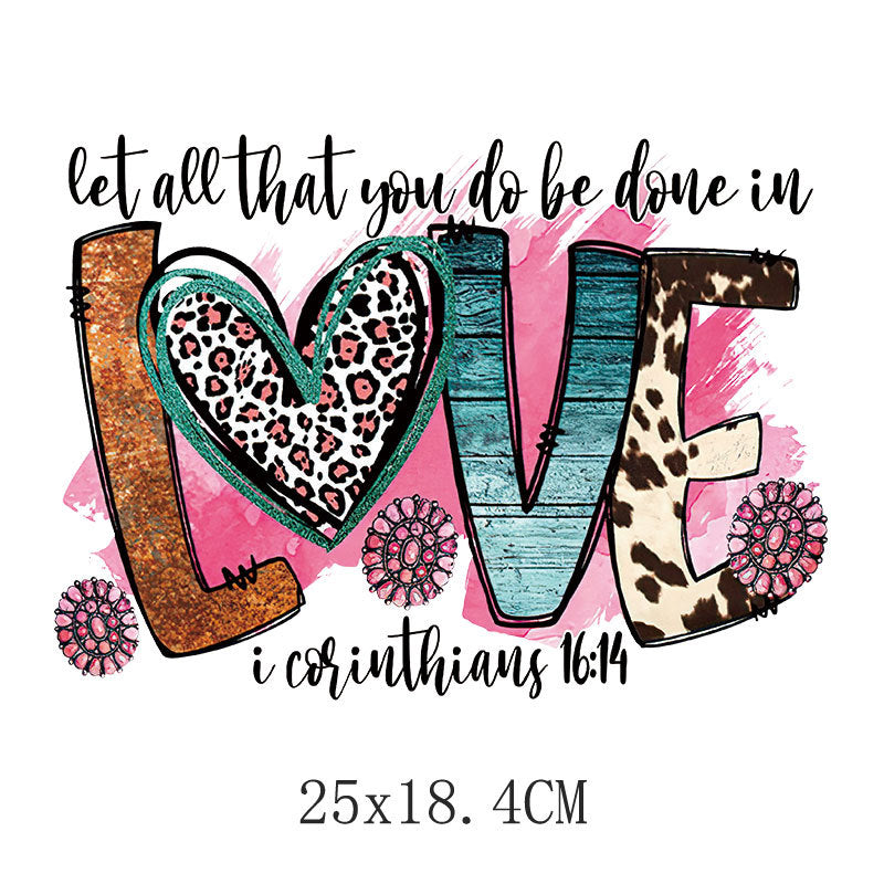 Love LOVE flower heat transfer hot map DIY clothing luggage logo printing pattern heat transfer painting DTF