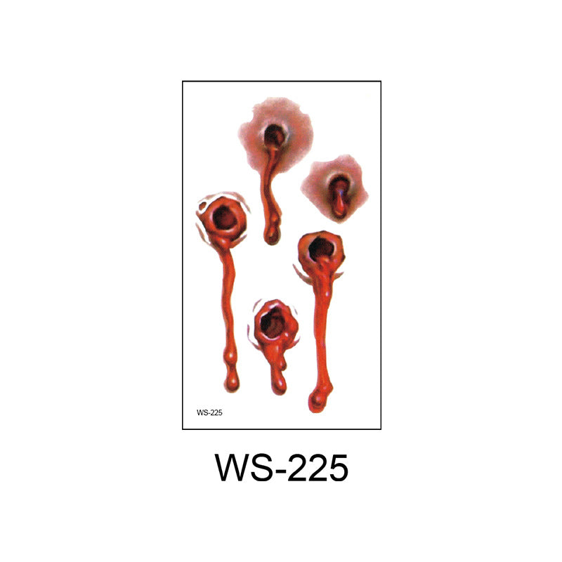 Waterproof Halloween Horror Wound Scar Face Disposable Temporary Tattoo Scar Tattoo Sticker