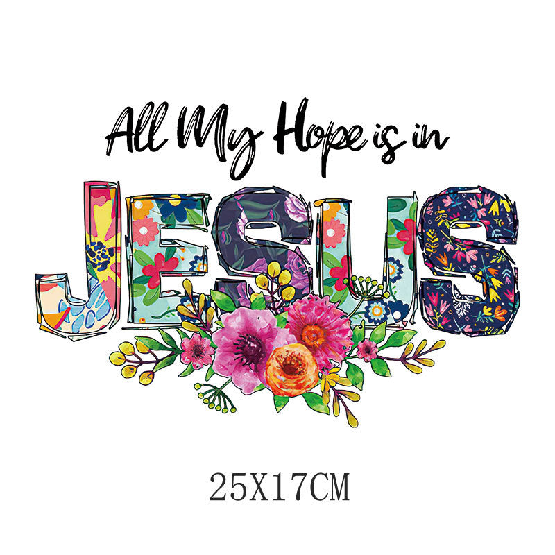 Flower letter heat transfer spot T-shirt luggage logo printing hot map washable offset printing heat transfer pattern