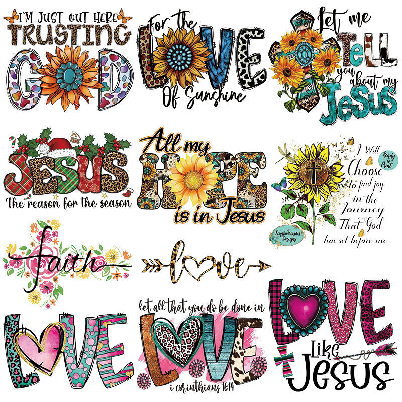 Love LOVE flower heat transfer hot map DIY clothing luggage logo printing pattern heat transfer painting DTF