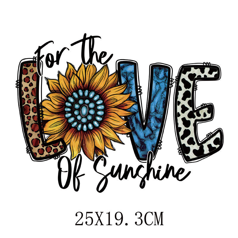 Love LOVE flower heat transfer hot map DIY clothing luggage logo printing pattern heat transfer painting DTF