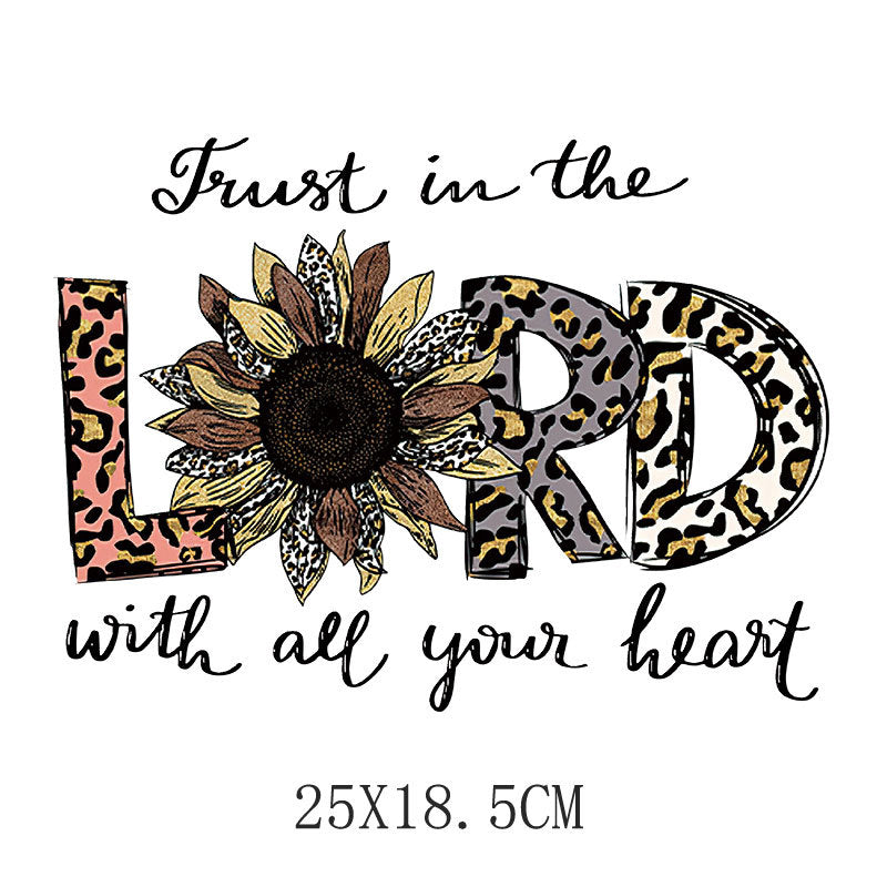 Flower letter heat transfer spot T-shirt luggage logo printing hot map washable offset printing heat transfer pattern