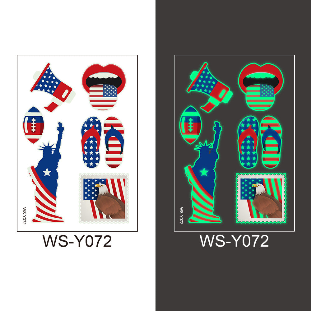 National flag luminous tattoo sticker Independence Day party props waterproof sweat sticker disposable temporary face sticker