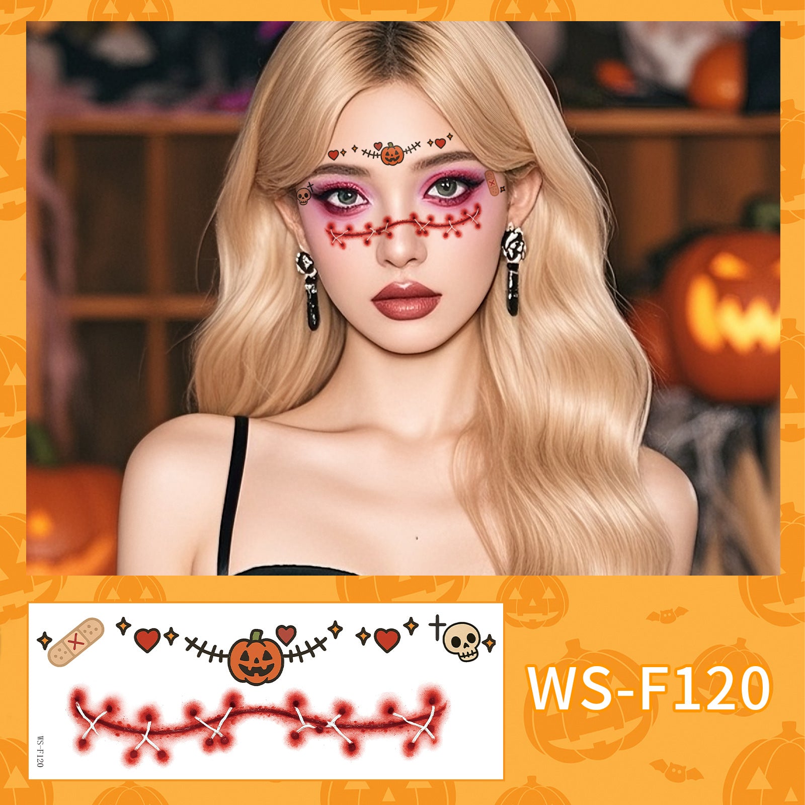 New Halloween makeup face sticker cute ghost makeup tattoo sticker party party sticker waterproof sweat tattoo