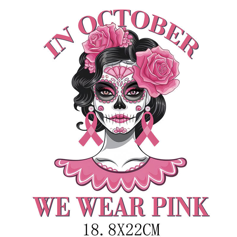 Halloween Pink Ribbon Printed Pattern Hot Stamping Clothing Logo Hot Stamping Label Offset Hot Stamping Paste DTF Hot Stamping