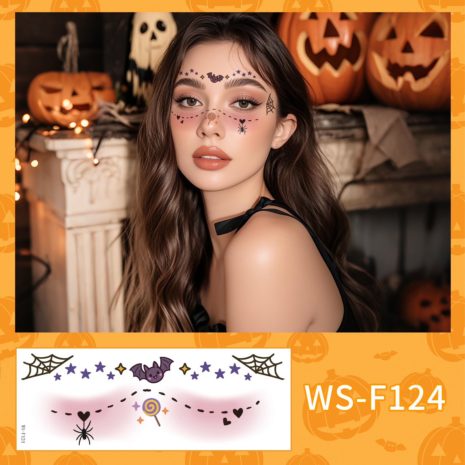 New Halloween makeup face sticker cute ghost makeup tattoo sticker party party sticker waterproof sweat tattoo