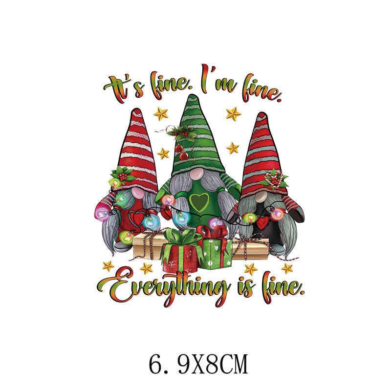 Old man Christmas heat transfer, clothes printing hot map heat transfer sticker, washable hot stamping sticker