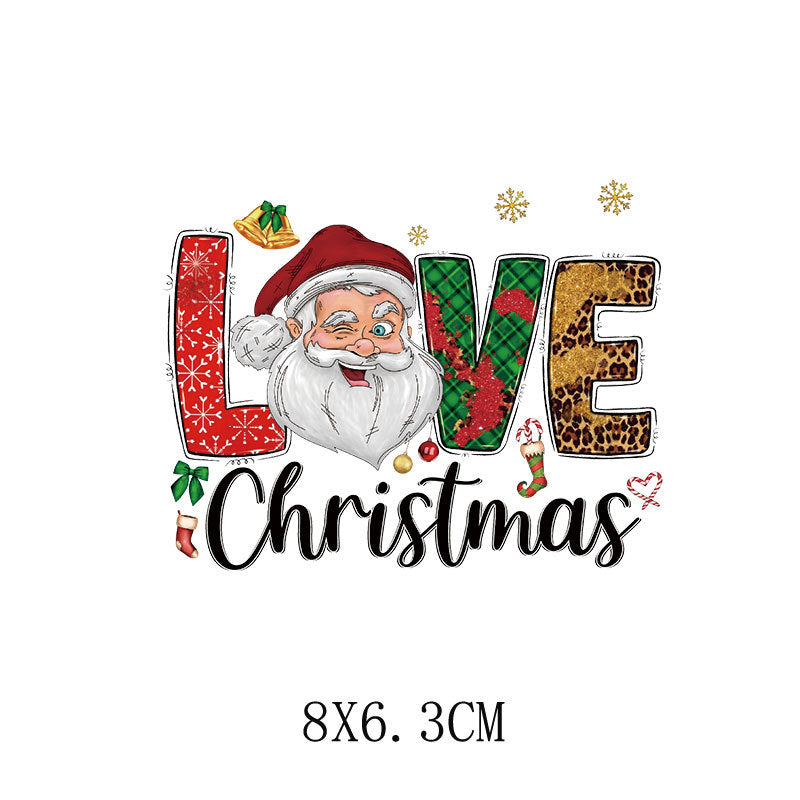 Old man Christmas heat transfer, clothes printing hot map heat transfer sticker, washable hot stamping sticker