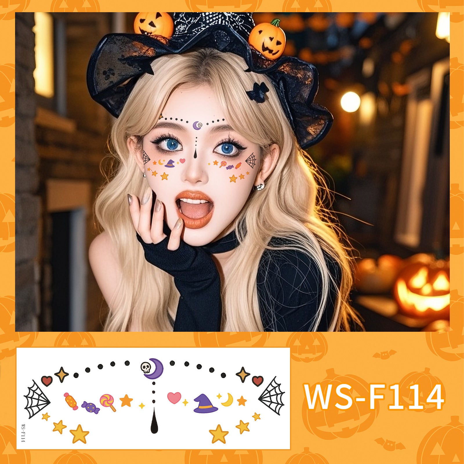 New Halloween makeup face sticker cute ghost makeup tattoo sticker party party sticker waterproof sweat tattoo