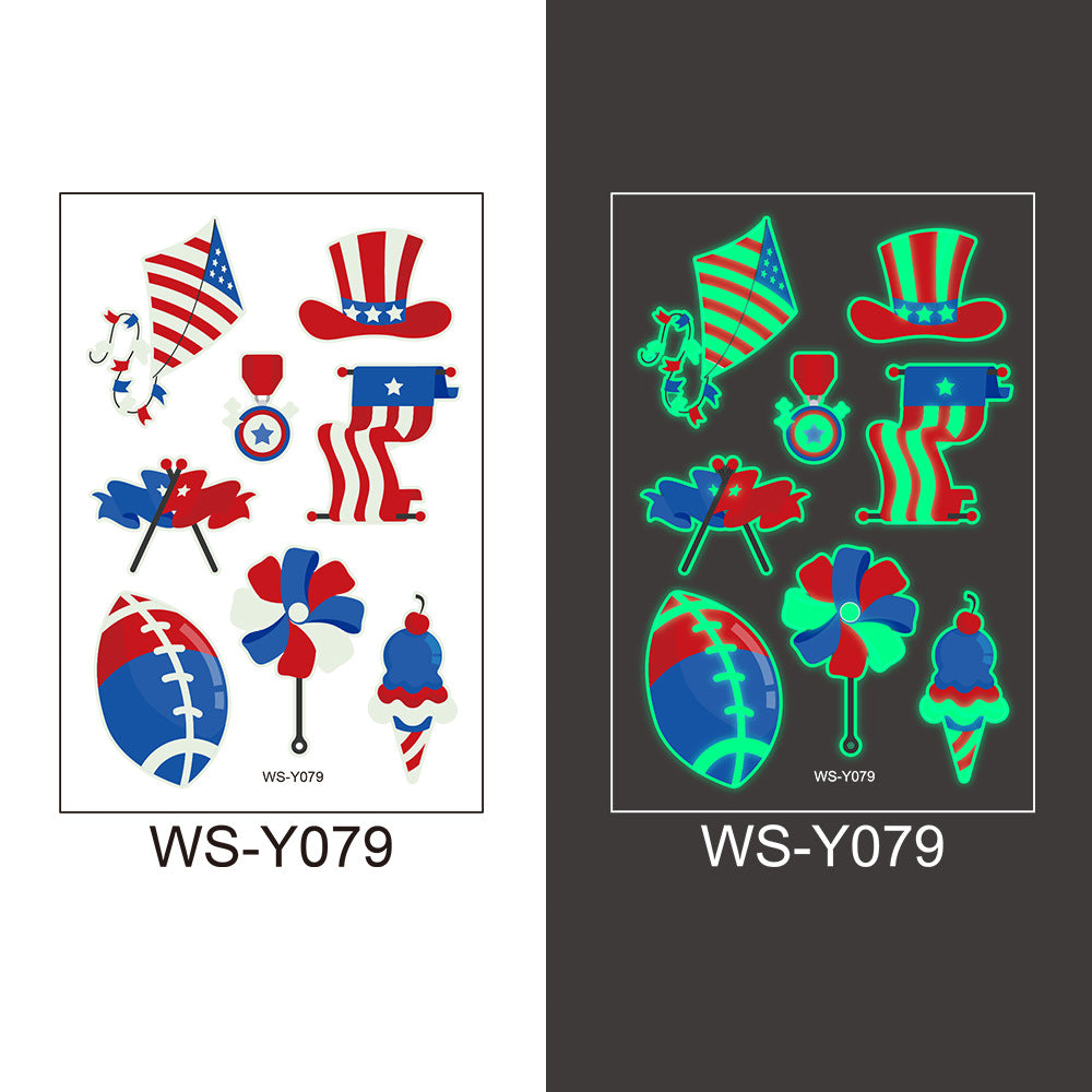 National flag luminous tattoo sticker Independence Day party props waterproof sweat sticker disposable temporary face sticker
