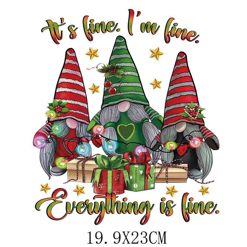 Old man Christmas heat transfer, clothes printing hot map heat transfer sticker, washable hot stamping sticker