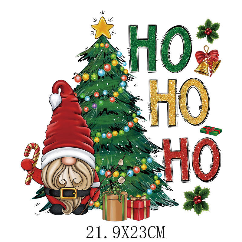Old man Christmas heat transfer, clothes printing hot map heat transfer sticker, washable hot stamping sticker