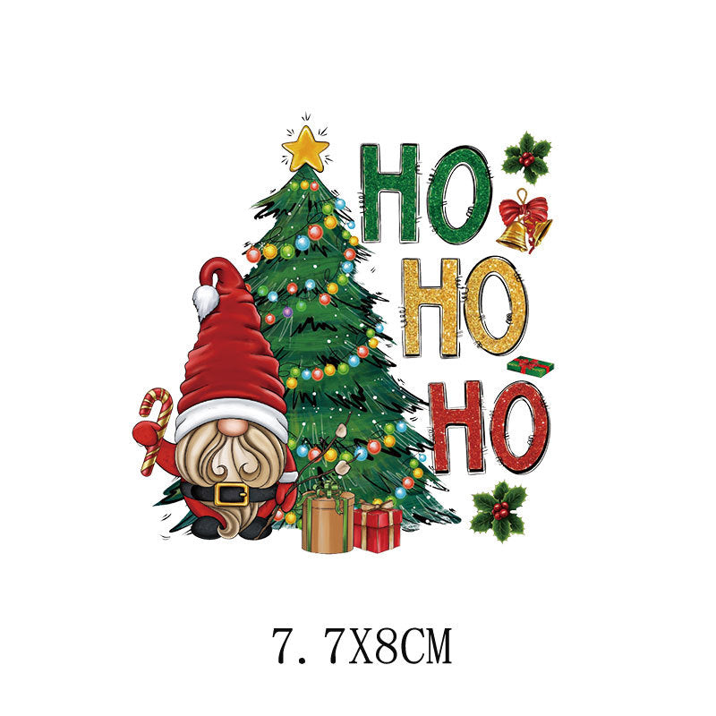 Old man Christmas heat transfer, clothes printing hot map heat transfer sticker, washable hot stamping sticker