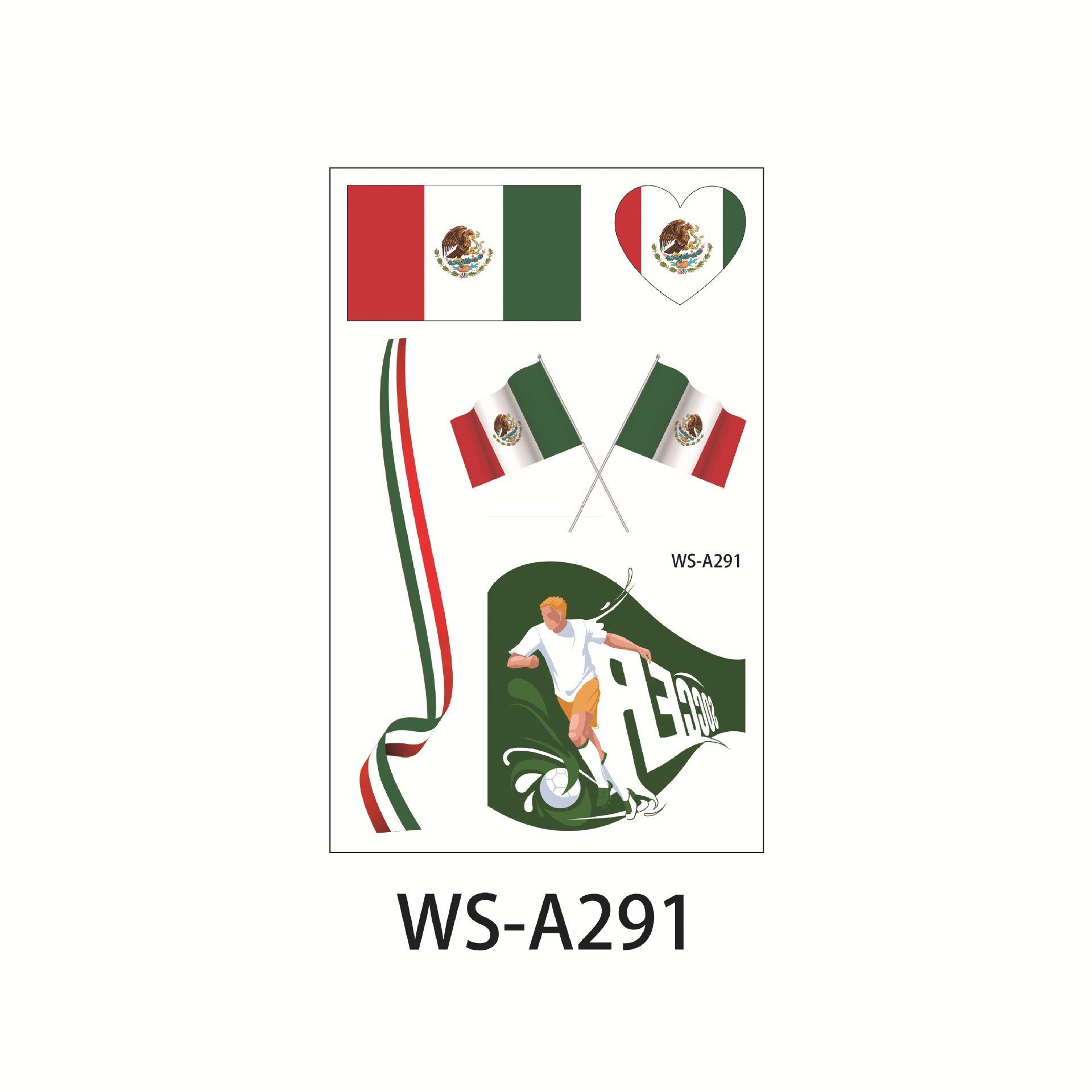 Waterproof and sweatproof Fan Games European Cup World Cup Rugby Face Tattoo Sticker Football Tattoo Sticker