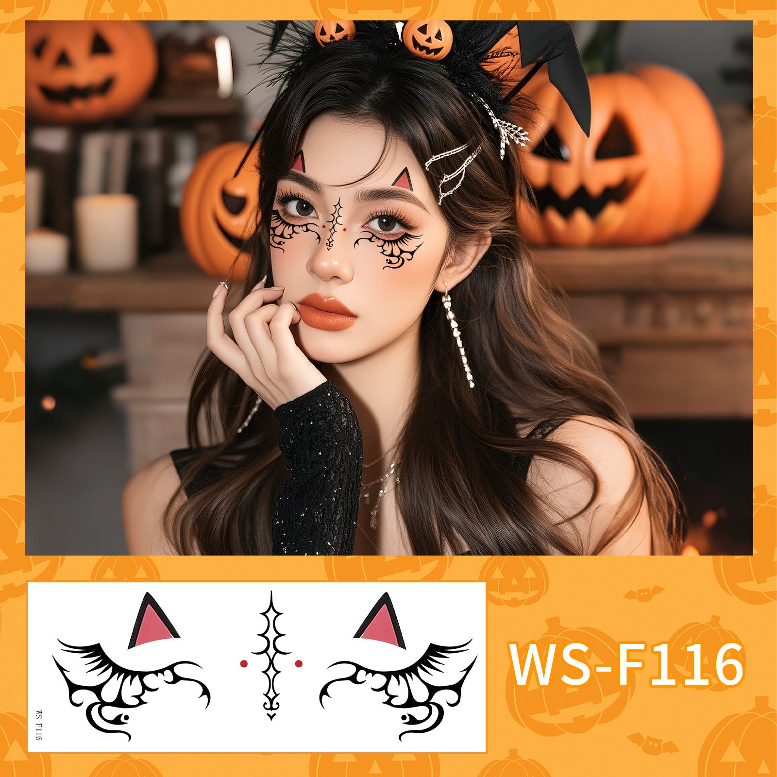 New Halloween makeup face sticker cute ghost makeup tattoo sticker party party sticker waterproof sweat tattoo