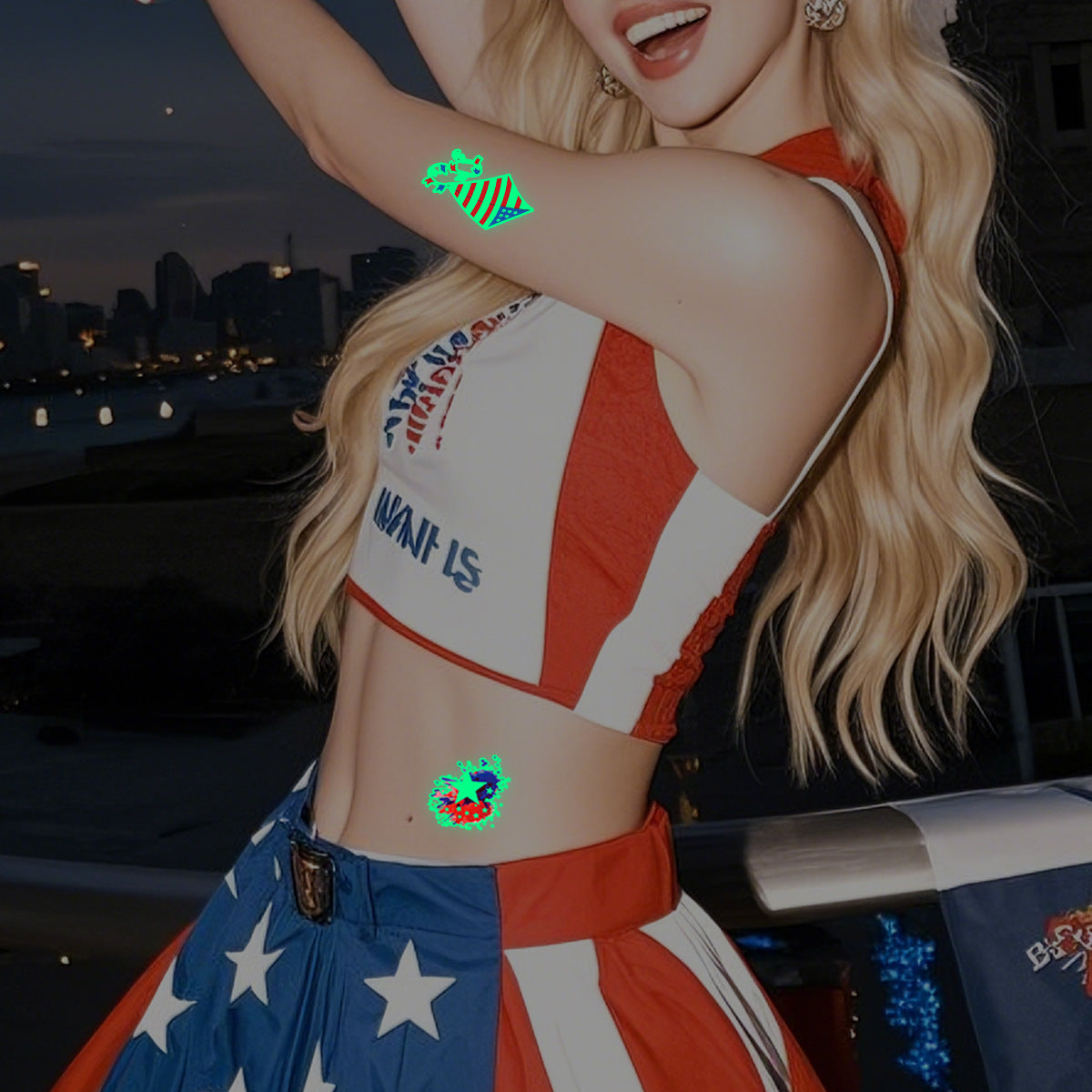 National flag luminous tattoo sticker Independence Day party props waterproof sweat sticker disposable temporary face sticker