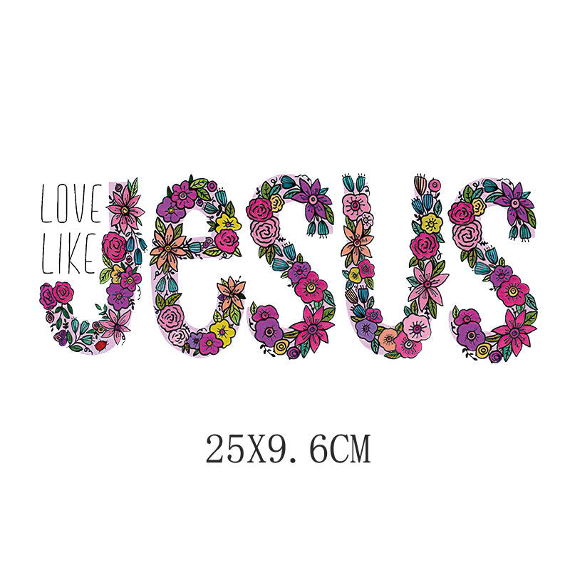 Flower letter heat transfer spot T-shirt luggage logo printing hot map washable offset printing heat transfer pattern