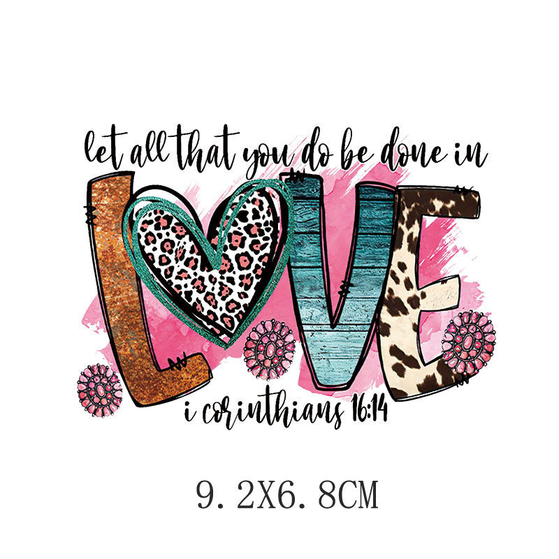 Love LOVE flower heat transfer hot map DIY clothing luggage logo printing pattern heat transfer painting DTF