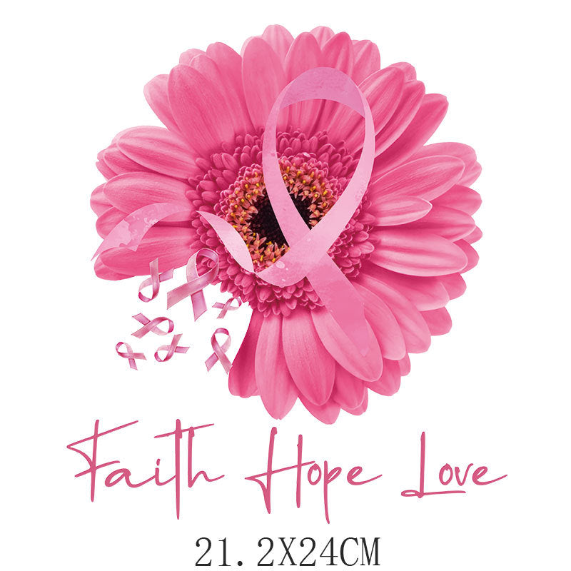 Pink ribbon heat transfer sticker, clothes heat transfer logo heat transfer printing, offset heat transfer pattern