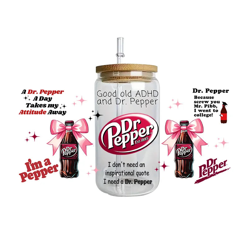 cup Beverage Series Easy peel waterproof DIY Decals 3D transfers uvdtf crystal stickers 16oz uv dtf cup wraps for Glasses