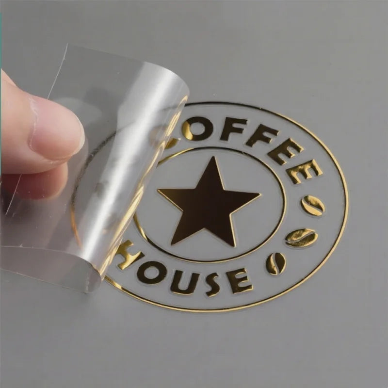 100PCS Custom Transfer 3D Sticker Shiny Gold Silver Transfer Sticker Company Logo Wedding UV Print Personalized Transfer Sticker