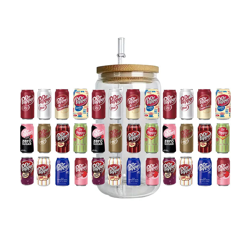 cup Beverage Series Easy peel waterproof DIY Decals 3D transfers uvdtf crystal stickers 16oz uv dtf cup wraps for Glasses