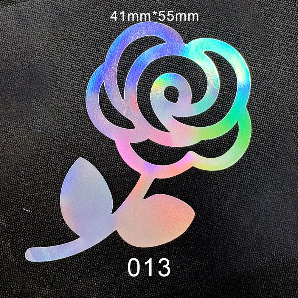 10pcs DIY Laser Rainbow Reflective IRON ON Personalised Stickers  Label for clothing Clothes logo ironing label