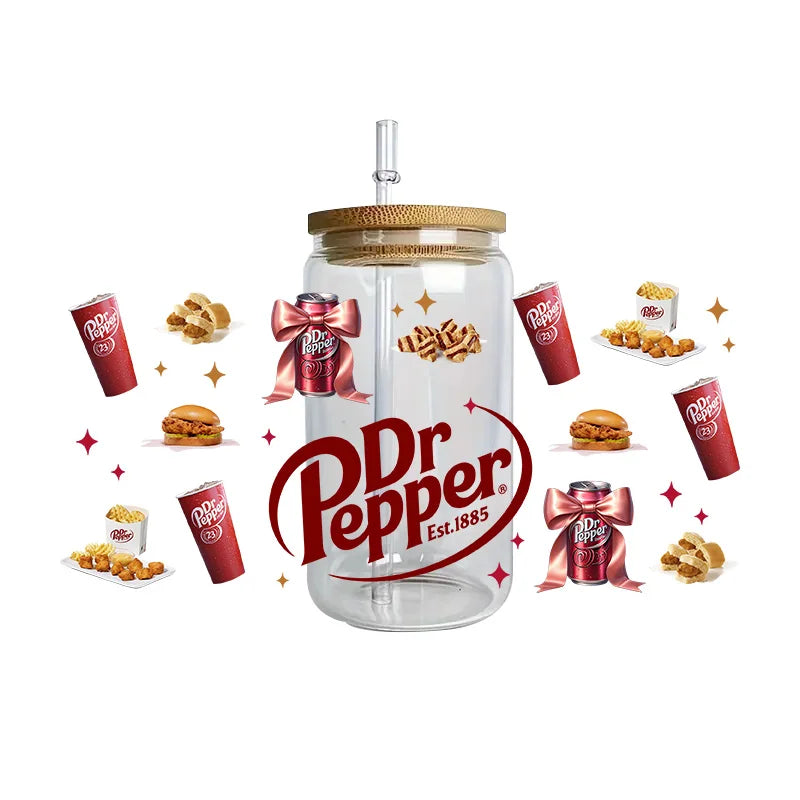 cup Beverage Series Easy peel waterproof DIY Decals 3D transfers uvdtf crystal stickers 16oz uv dtf cup wraps for Glasses