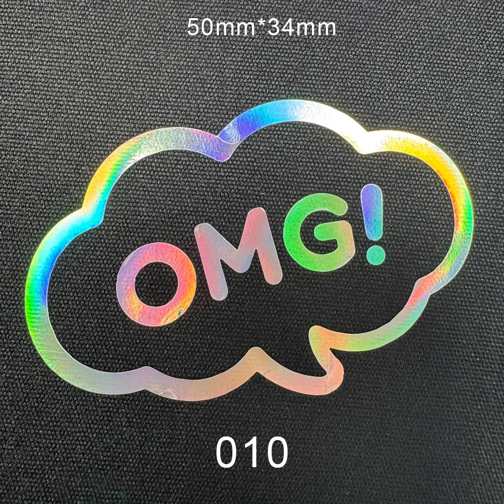 10pcs DIY Laser Rainbow Reflective IRON ON Personalised Stickers  Label for clothing Clothes logo ironing label