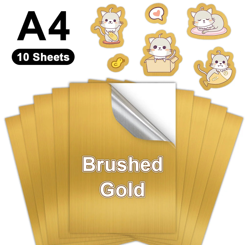 10Sheets 100% Transparent Printable Vinyl Sticker Paper Self-adhesive A4 Glossy White Copy Paper for Inkjet Printer DIY Stickers