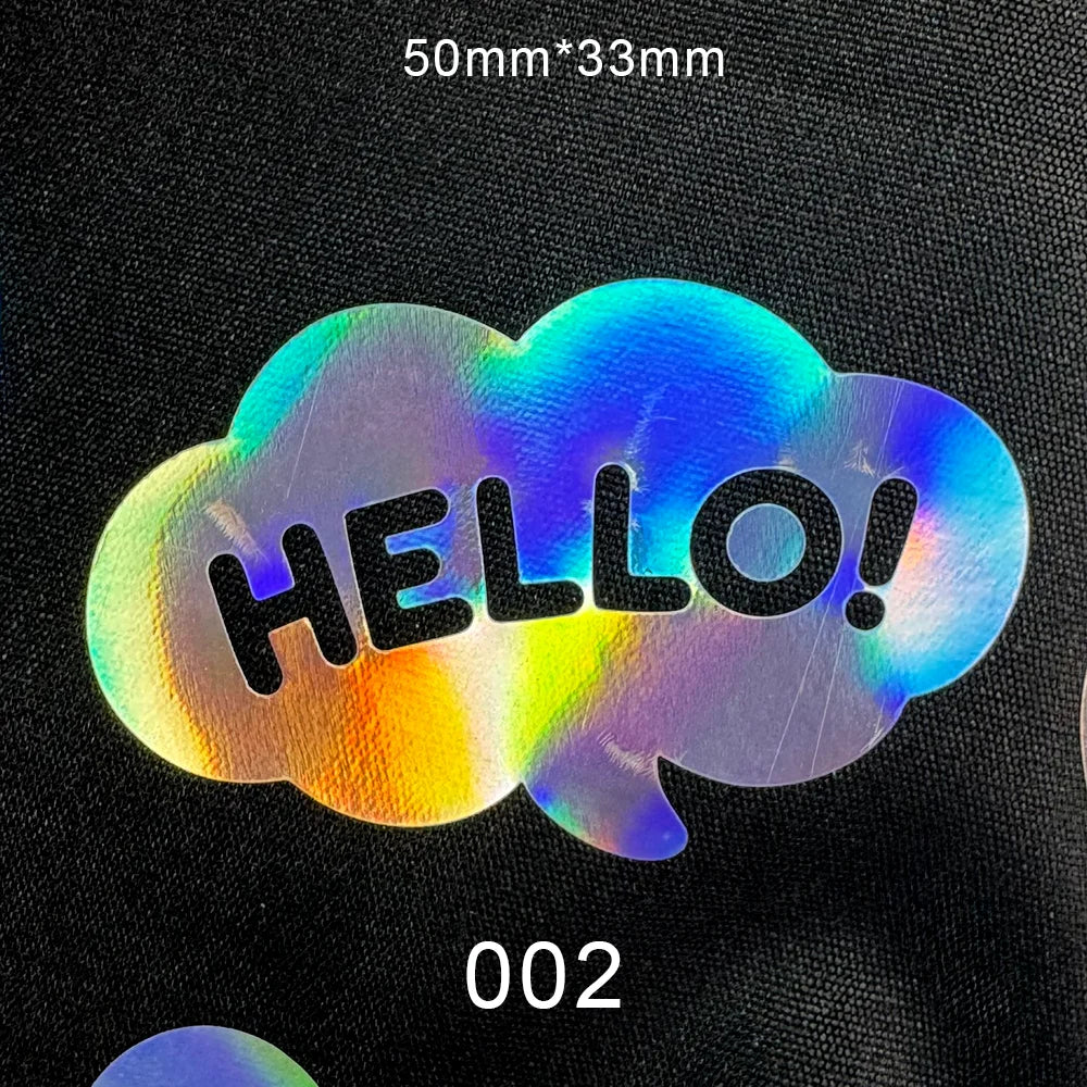 10pcs DIY Laser Rainbow Reflective IRON ON Personalised Stickers  Label for clothing Clothes logo ironing label