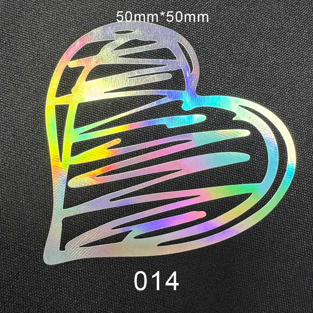 10pcs DIY Laser Rainbow Reflective IRON ON Personalised Stickers  Label for clothing Clothes logo ironing label