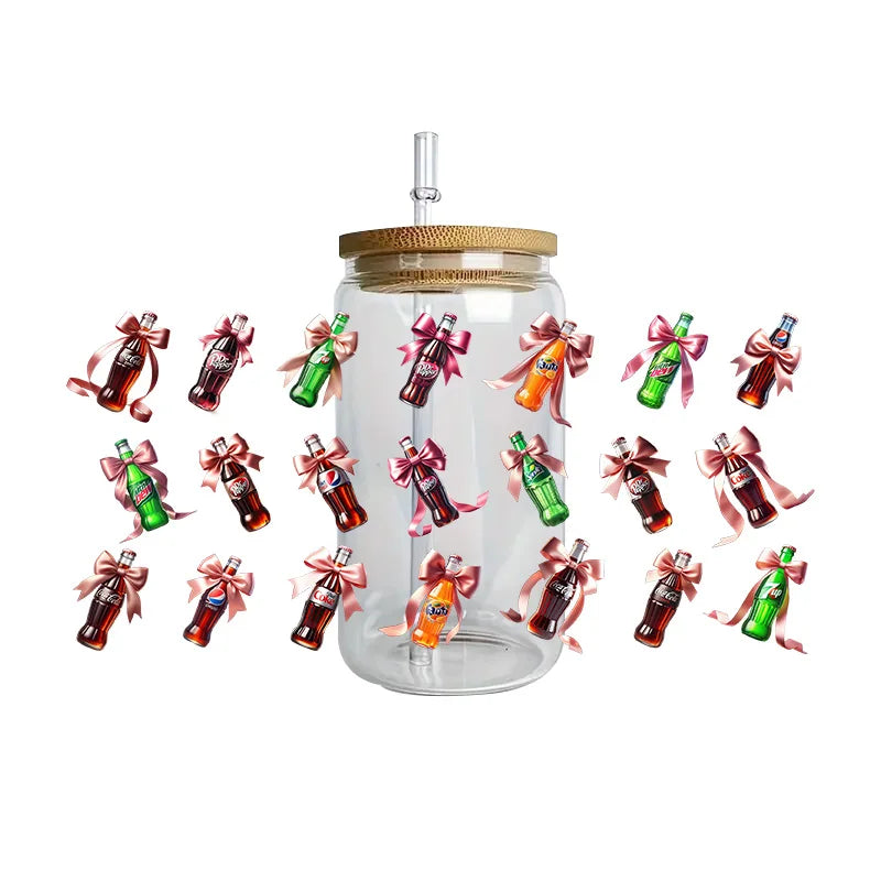 cup Beverage Series Easy peel waterproof DIY Decals 3D transfers uvdtf crystal stickers 16oz uv dtf cup wraps for Glasses