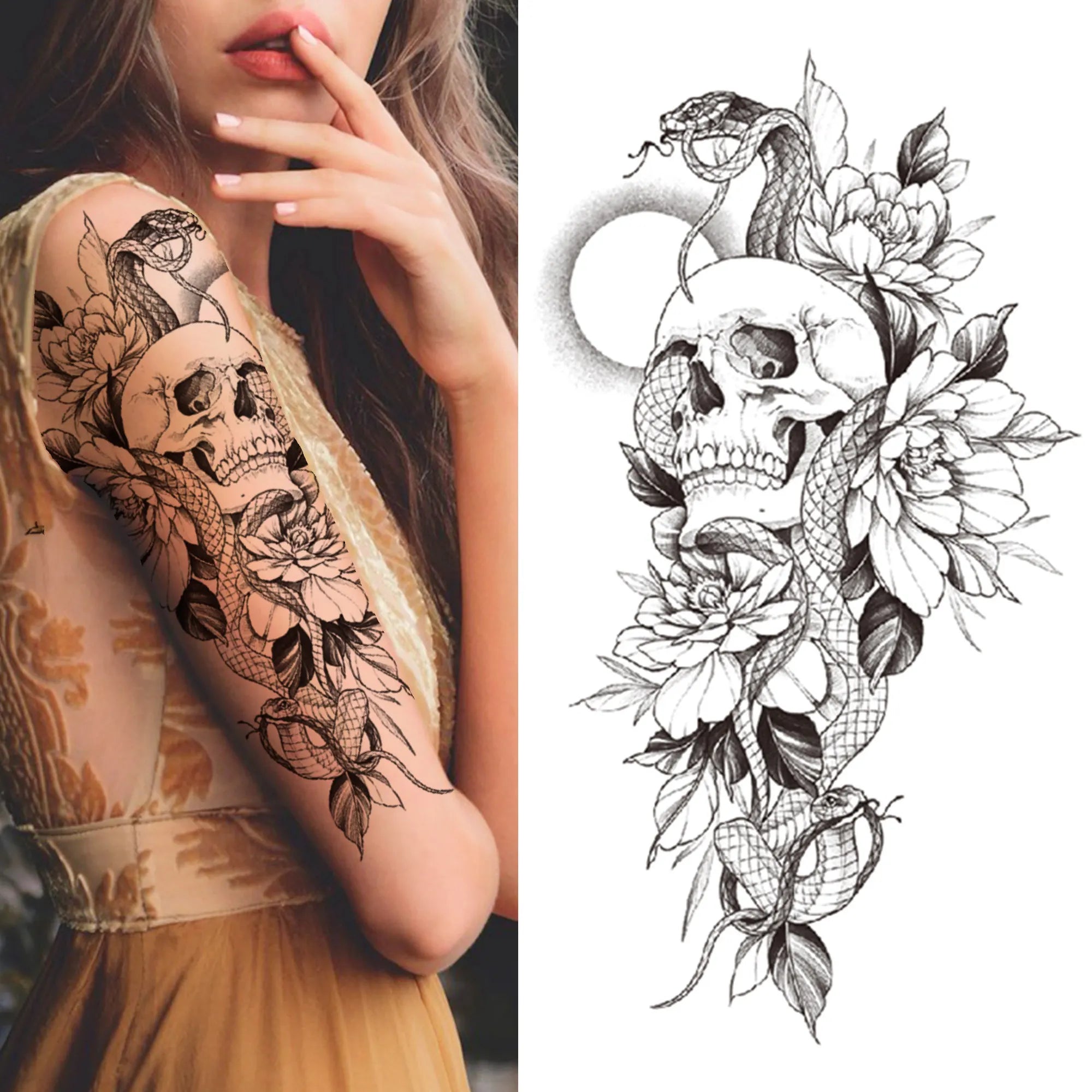 Full Arm Temporary Tattoos Sleeve For Men Women Realistic Fake Tatoos Warrior Lion Tiger Flower Tatoo Sticker Black Totem Maori