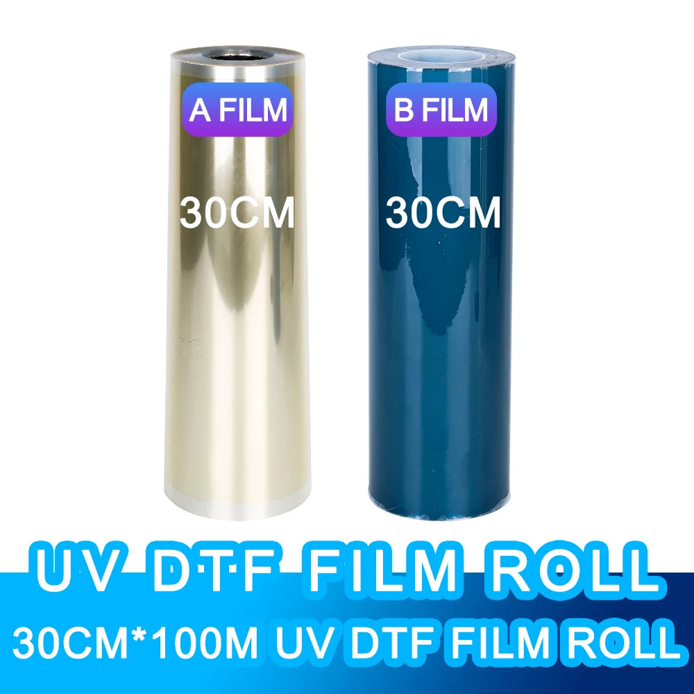 30CM 30CM*100M UV DTF Film A And B Film For UV Flatbed Printer AB Film Lamination Machine Transfer Sticker For DIY