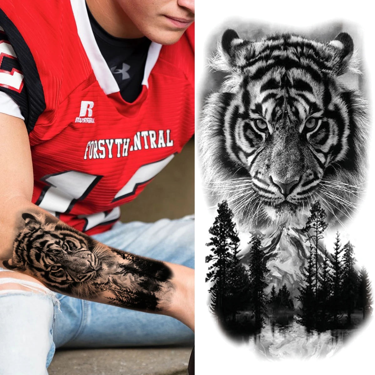 Full Arm Temporary Tattoos Sleeve For Men Women Realistic Fake Tatoos Warrior Lion Tiger Flower Tatoo Sticker Black Totem Maori