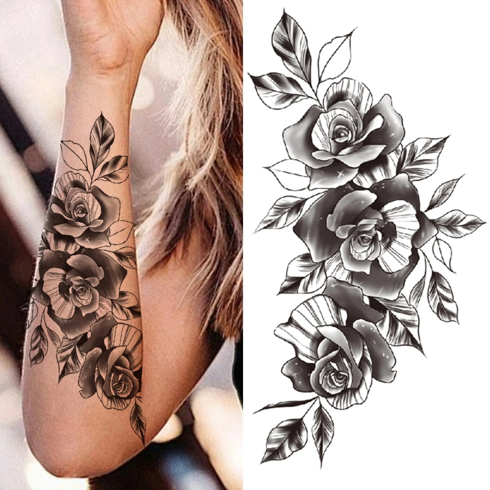 Full Arm Temporary Tattoos Sleeve For Men Women Realistic Fake Tatoos Warrior Lion Tiger Flower Tatoo Sticker Black Totem Maori
